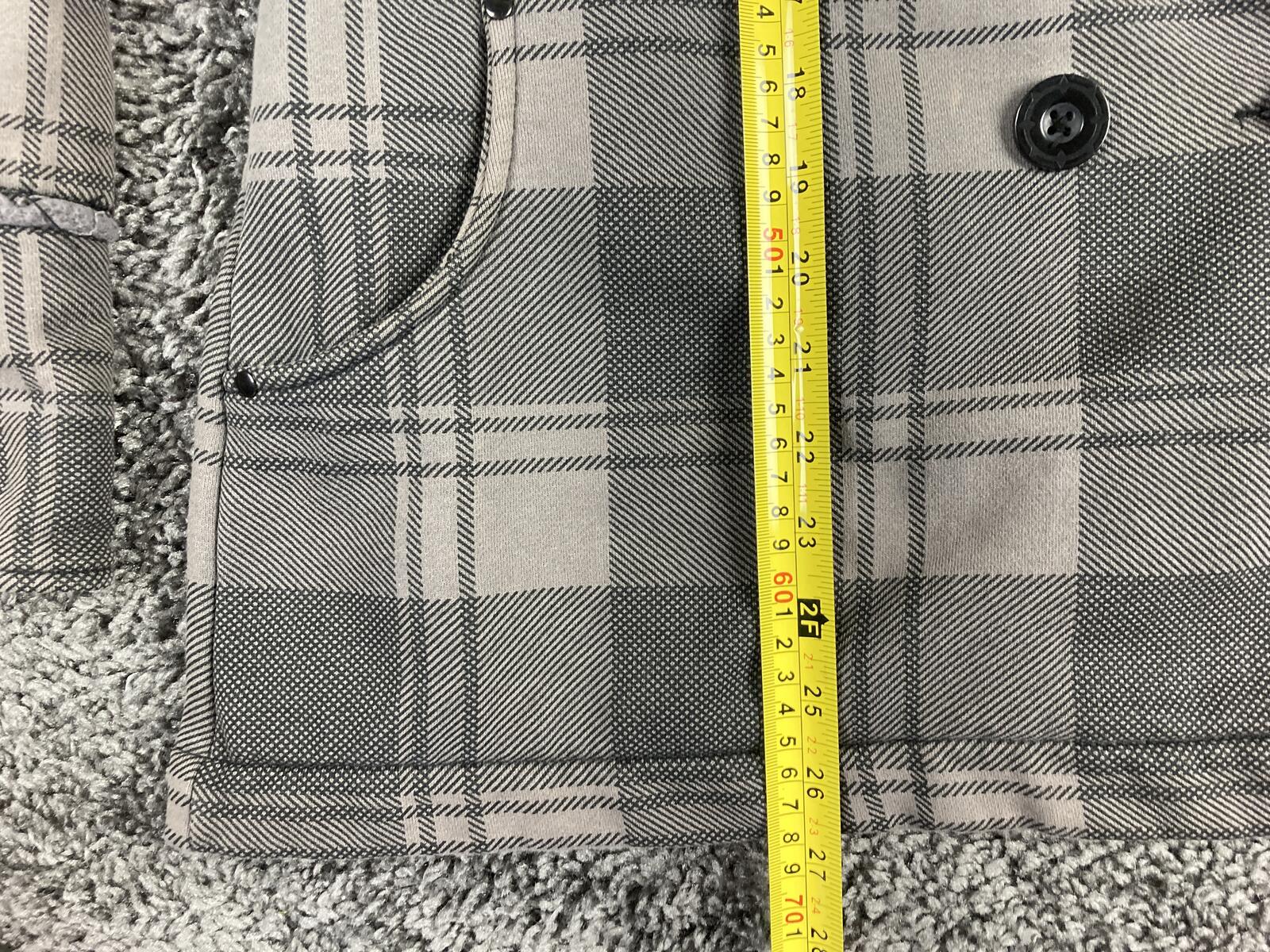 Empyre Men's Gray Plaid Hooded Peacoat Jacket Double Breasted Streetwear Coat XL
