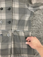 Empyre Men's Gray Plaid Hooded Peacoat Jacket Double Breasted Streetwear Coat XL