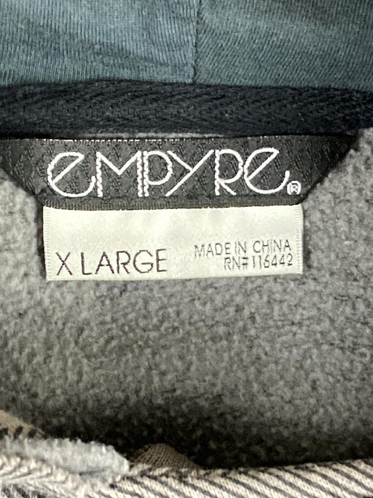 Empyre Men's Gray Plaid Hooded Peacoat Jacket Double Breasted Streetwear Coat XL