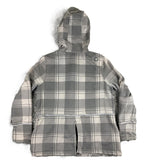 Empyre Men's Gray Plaid Hooded Peacoat Jacket Double Breasted Streetwear Coat XL