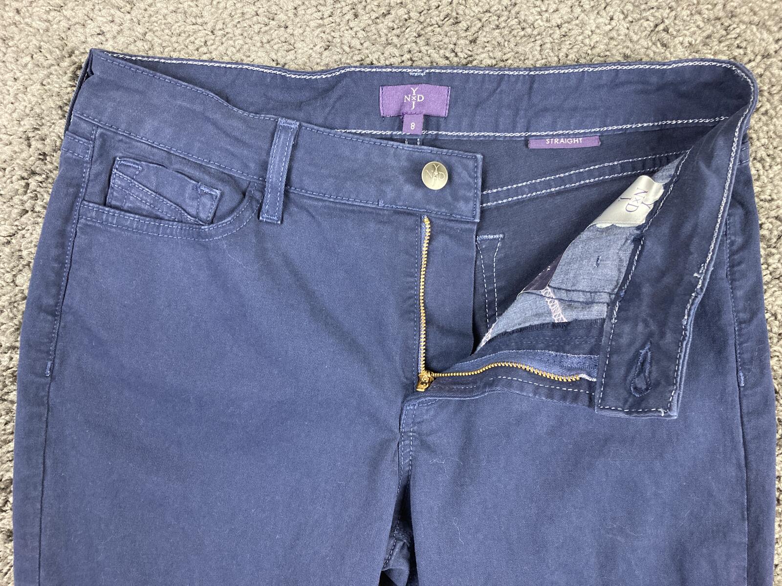 NYDJ Straight Leg Jeans Womens Blue Lift Tuck Stretch Denim Size 8