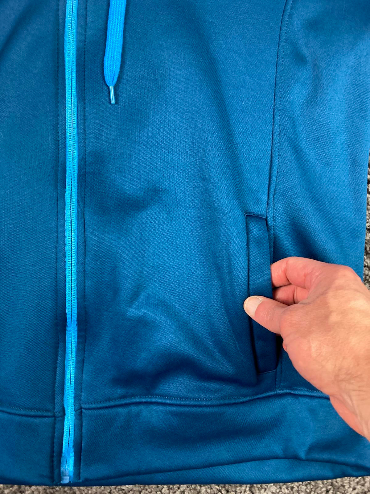 Alanic Running Man Allstate Hot Chocolate 15k 5k Blue Full Zip Hoodie Jacket XL