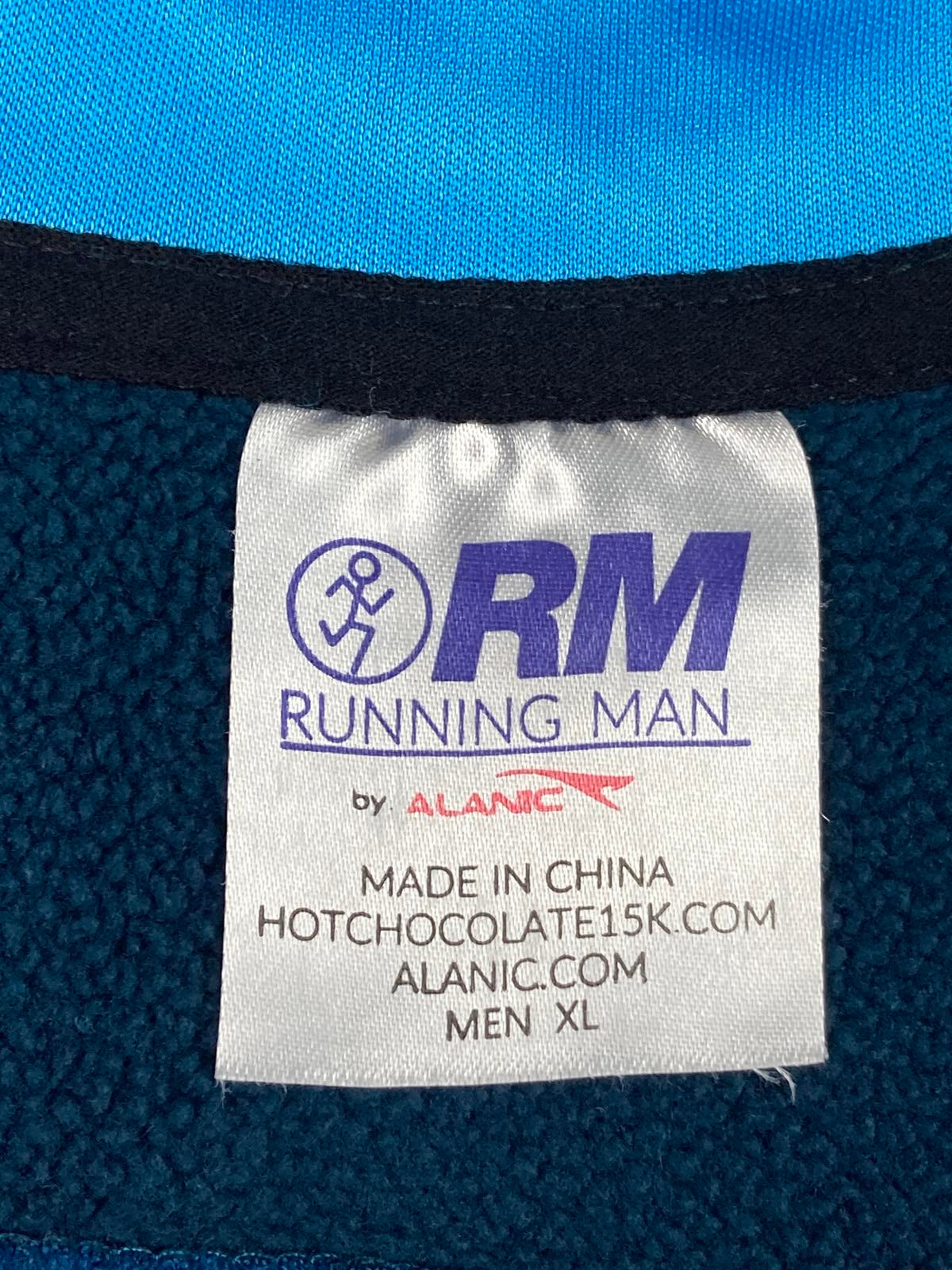 Alanic Running Man Allstate Hot Chocolate 15k 5k Blue Full Zip Hoodie Jacket XL