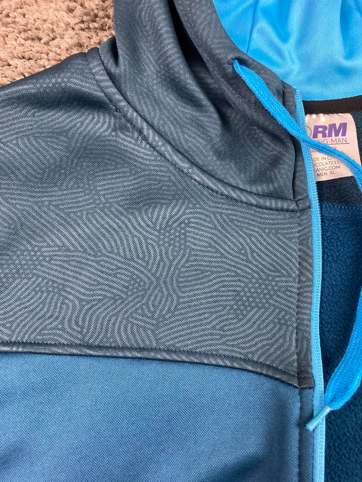 Alanic Running Man Allstate Hot Chocolate 15k 5k Blue Full Zip Hoodie Jacket XL