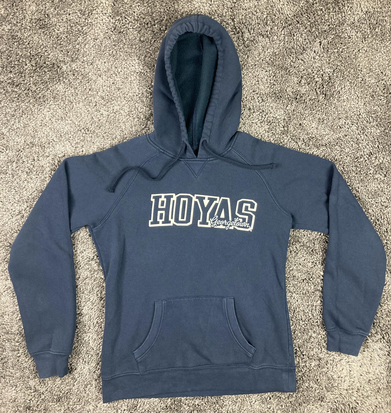 Champion Georgetown Hoyas Hoodie Navy Blue Pullover Sweatshirt Mens L