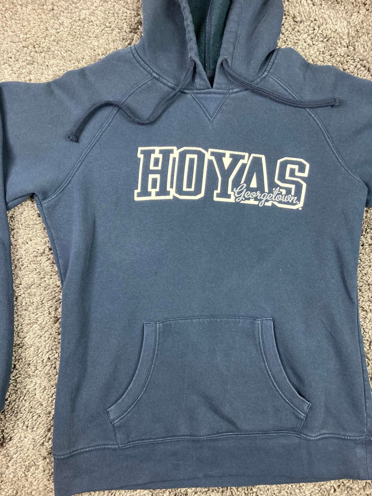 Champion Georgetown Hoyas Hoodie Navy Blue Pullover Sweatshirt Mens L