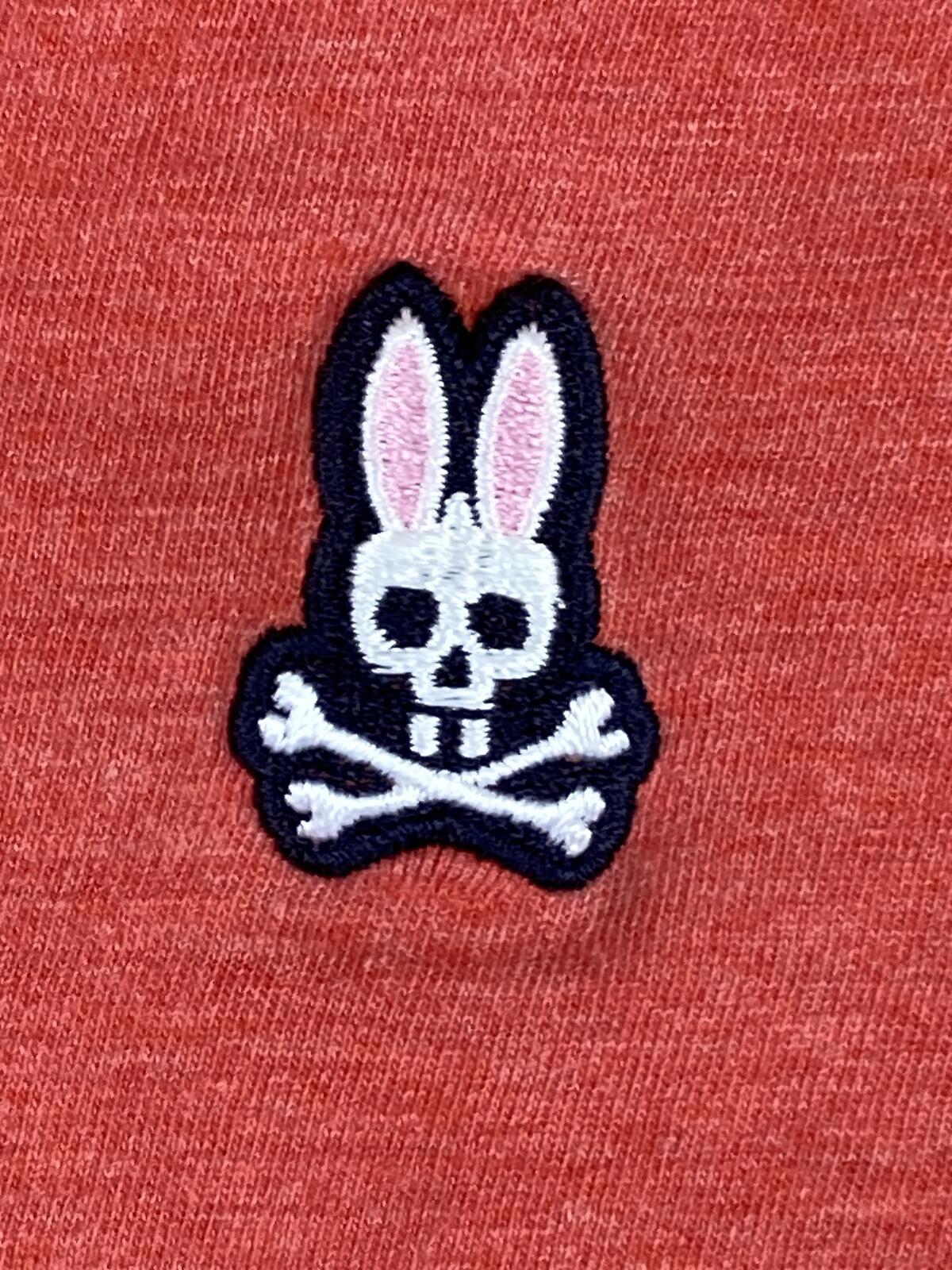 Psycho Bunny Men's V-Neck Tee Heather Red Pima Cotton Embroidered Logo Sz Size 4