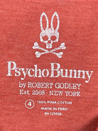 Psycho Bunny Men's V-Neck Tee Heather Red Pima Cotton Embroidered Logo Sz Size 4