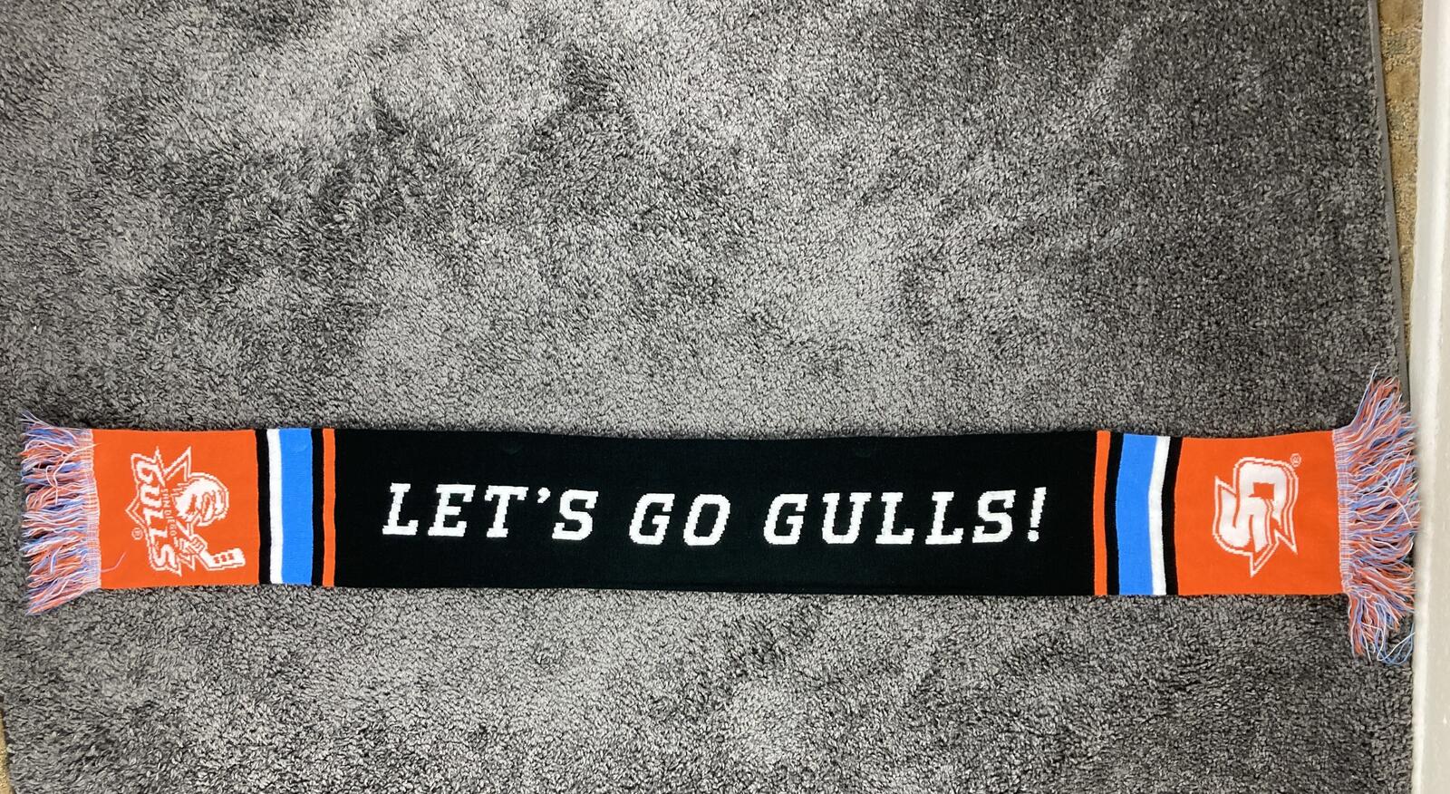 San Diego Gulls Hockey Scarf Orange Blue Black Knit Fringe AHL 57"x6.5"
