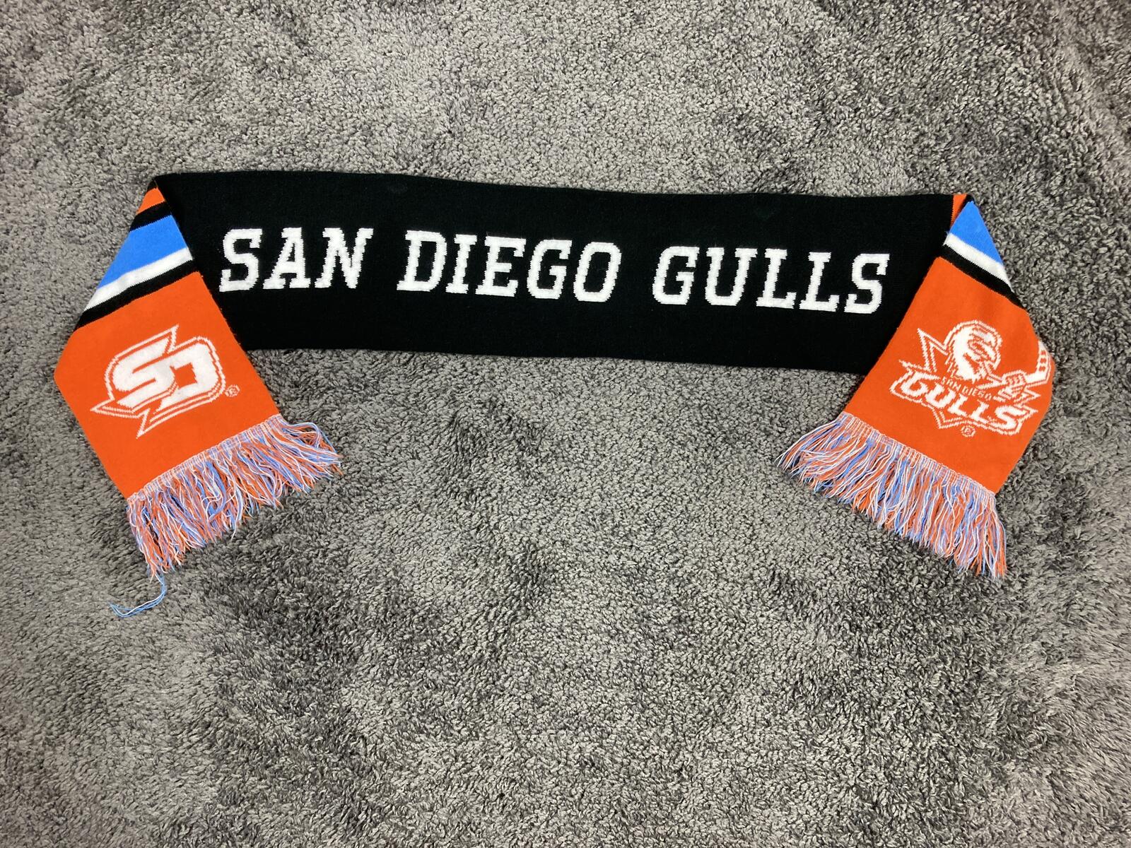 San Diego Gulls Hockey Scarf Orange Blue Black Knit Fringe AHL 57"x6.5"