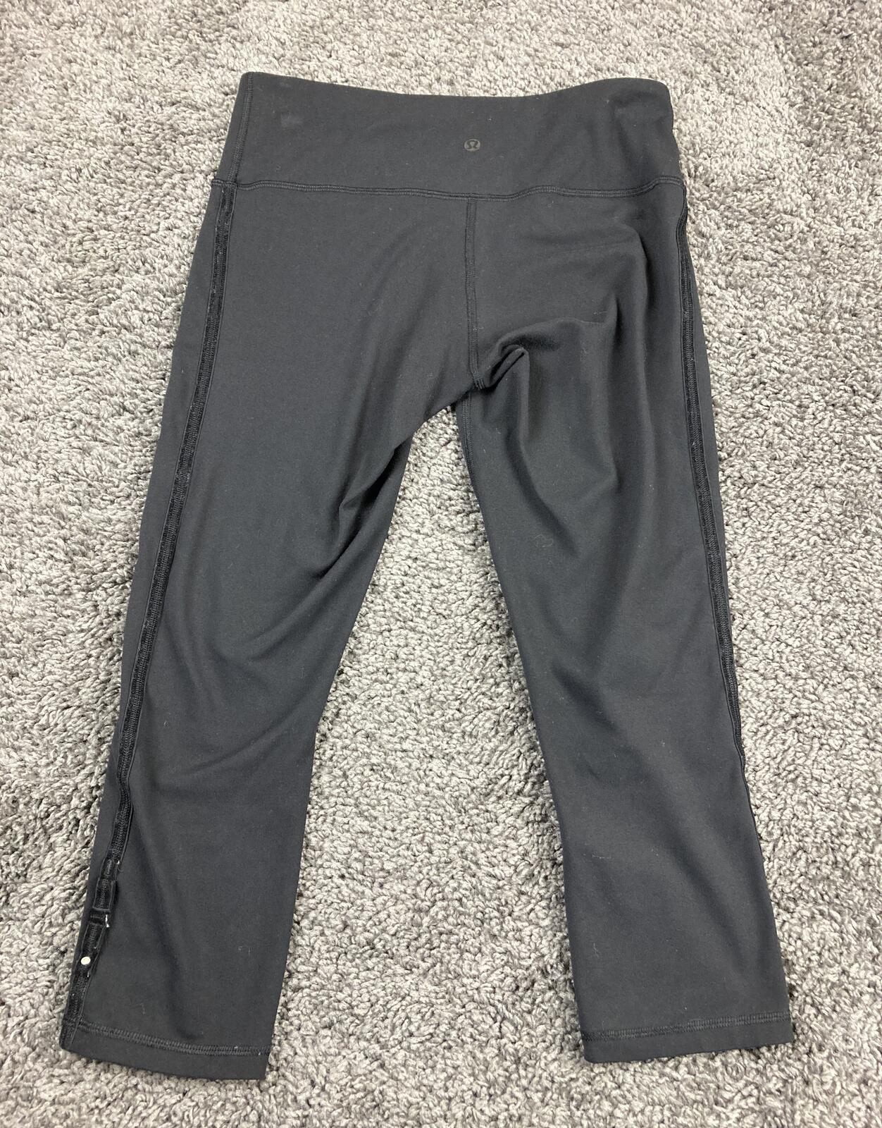 Lululemon Wunder Under High-Rise Crop Leggings Black Velvet Bow Detail Size 6