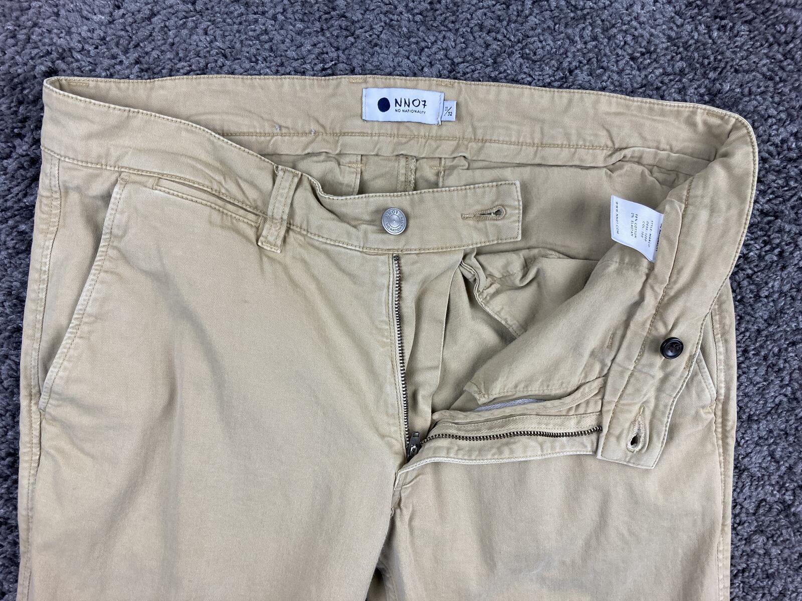 NN07 Marco Slim Fit Chinos Mens Khaki Tessuti di Sondrio Italian Twill Sz 33x32