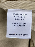 NN07 Marco Slim Fit Chinos Mens Khaki Tessuti di Sondrio Italian Twill Sz 33x32
