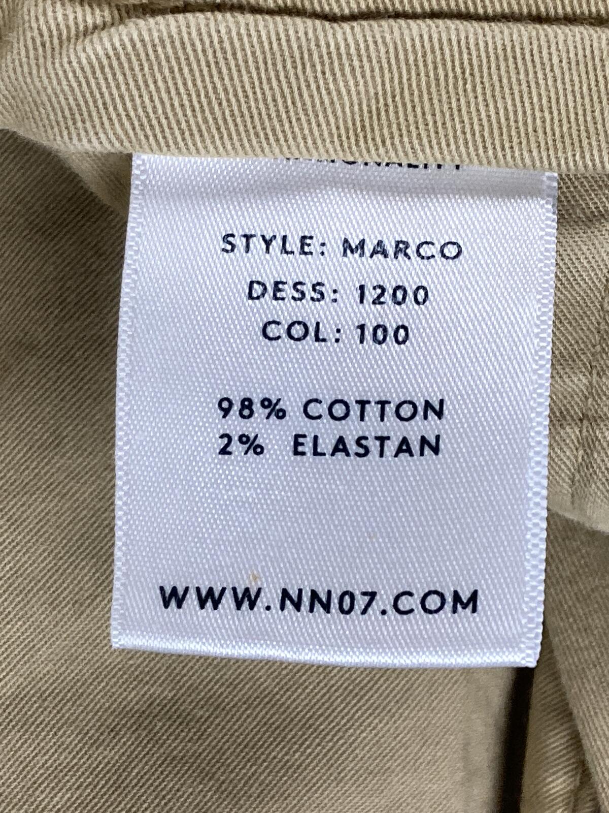 NN07 Marco Slim Fit Chinos Mens Khaki Tessuti di Sondrio Italian Twill Sz 33x32