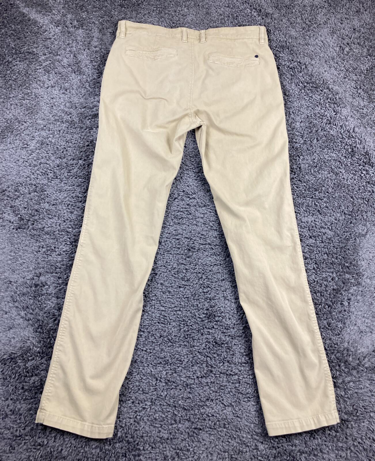 NN07 Marco Slim Fit Chinos Mens Khaki Tessuti di Sondrio Italian Twill Sz 33x32