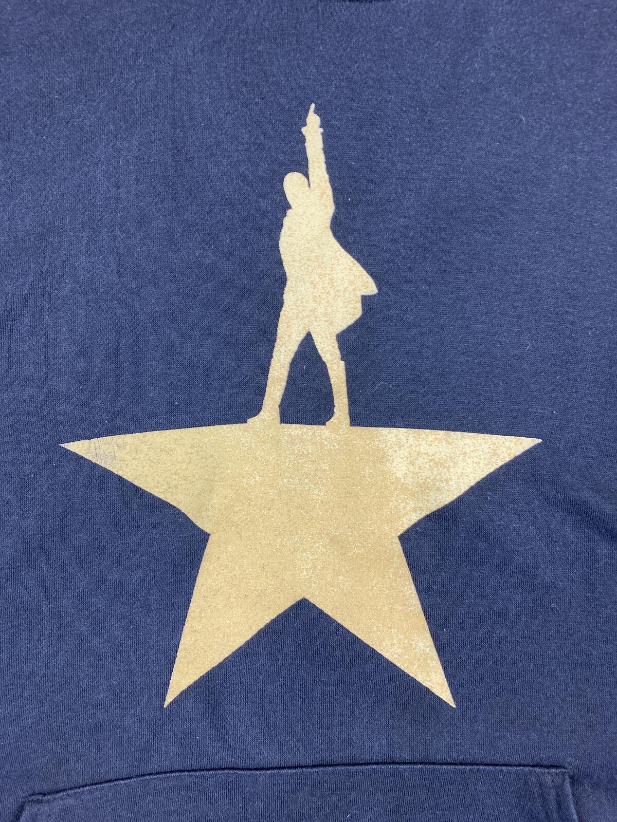Hamilton Broadway Musical Gold Star Hoodie Black Pullover Unisex Sz Medium