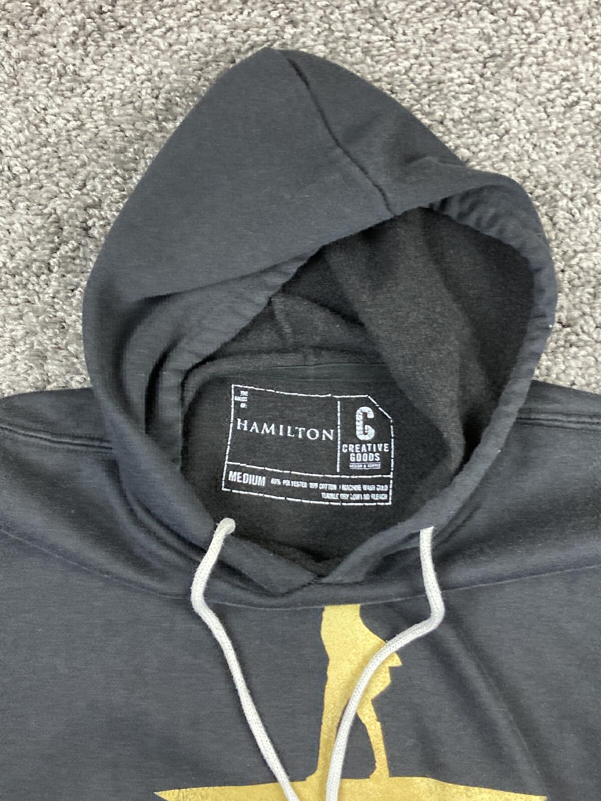 Hamilton Broadway Musical Gold Star Hoodie Black Pullover Unisex Sz Medium
