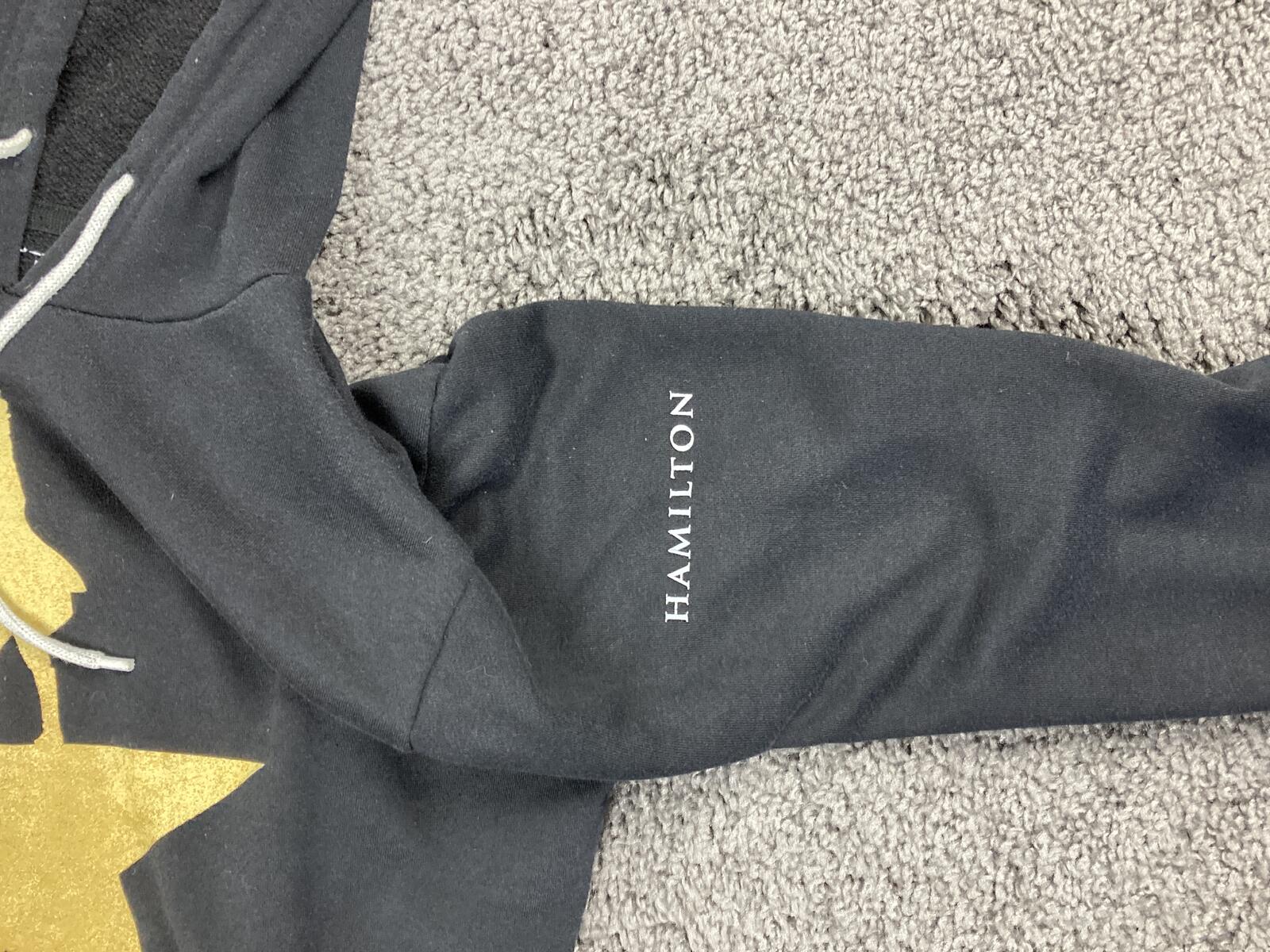Hamilton Broadway Musical Gold Star Hoodie Black Pullover Unisex Sz Medium