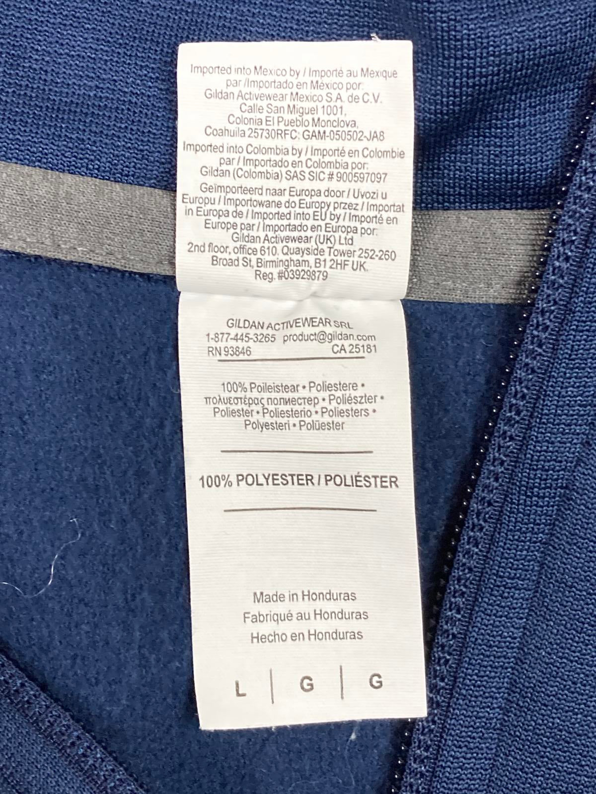 Men’s Seagram’s Vodka 1/4 Zip Pullover Large Blue Gildan Performance