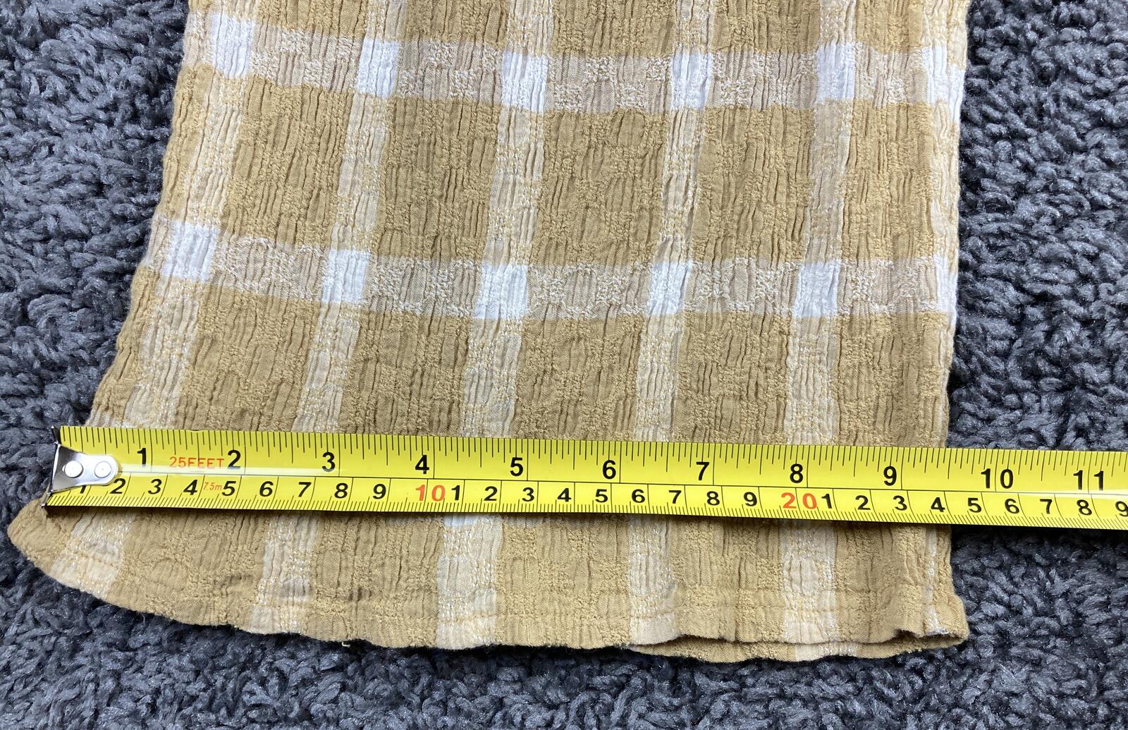 Billabong Pants Plaid Women's Yellow White Beach Wide-Leg Pull-On Sz M