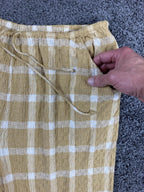 Billabong Pants Plaid Women's Yellow White Beach Wide-Leg Pull-On Sz M