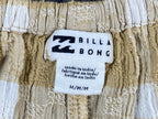 Billabong Pants Plaid Women's Yellow White Beach Wide-Leg Pull-On Sz M