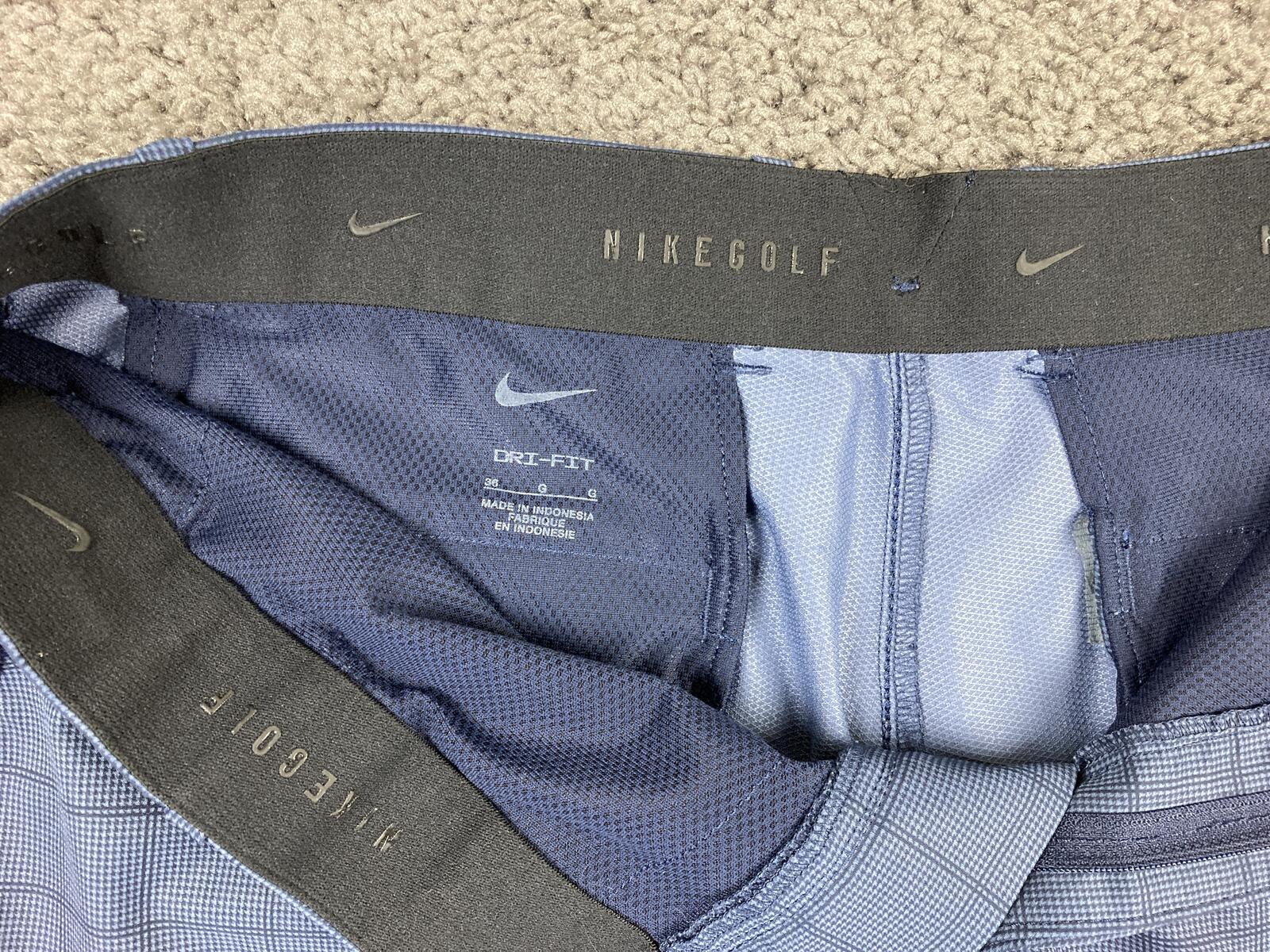 Nike Golf Dri-FIT Hybrid Plaid Shorts Mens Obsidian Blue 10.5" Inseam Sz 36
