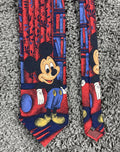 Vintage Mickey Mouse Library Books 100% Silk Tie Made in Italy Red Blue