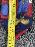 Vintage Mickey Mouse Library Books 100% Silk Tie Made in Italy Red Blue