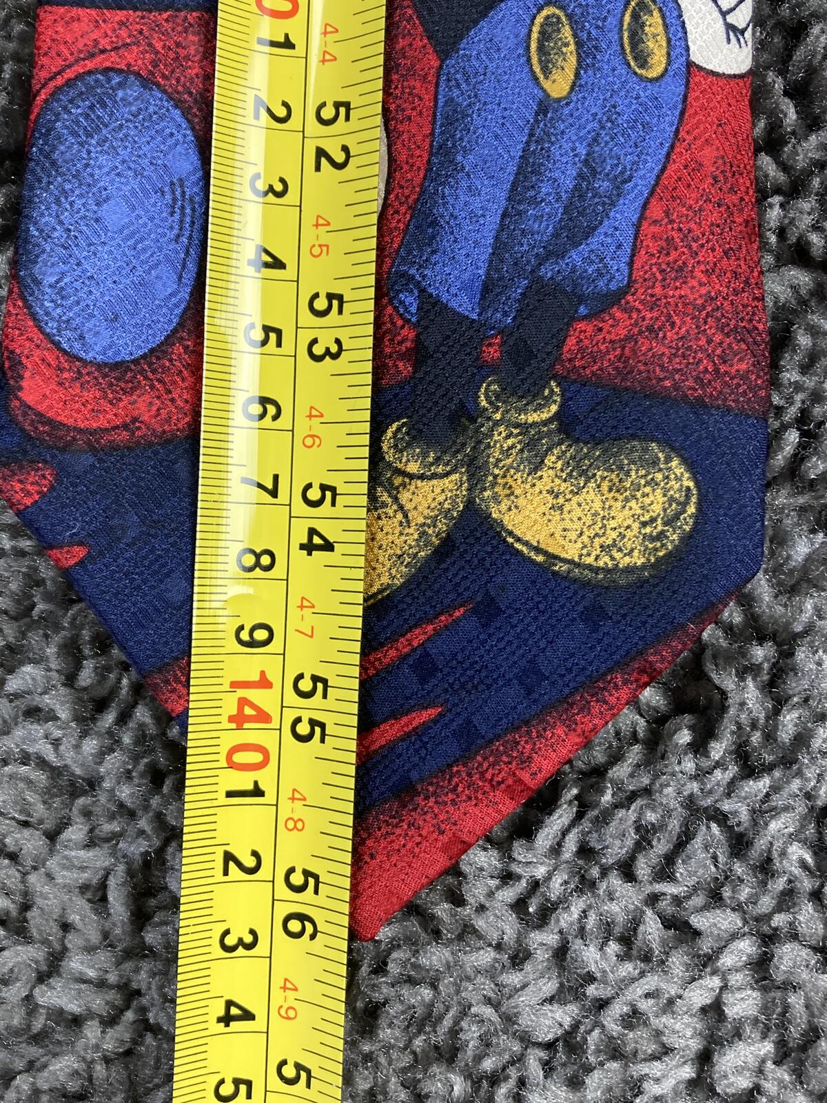 Vintage Mickey Mouse Library Books 100% Silk Tie Made in Italy Red Blue