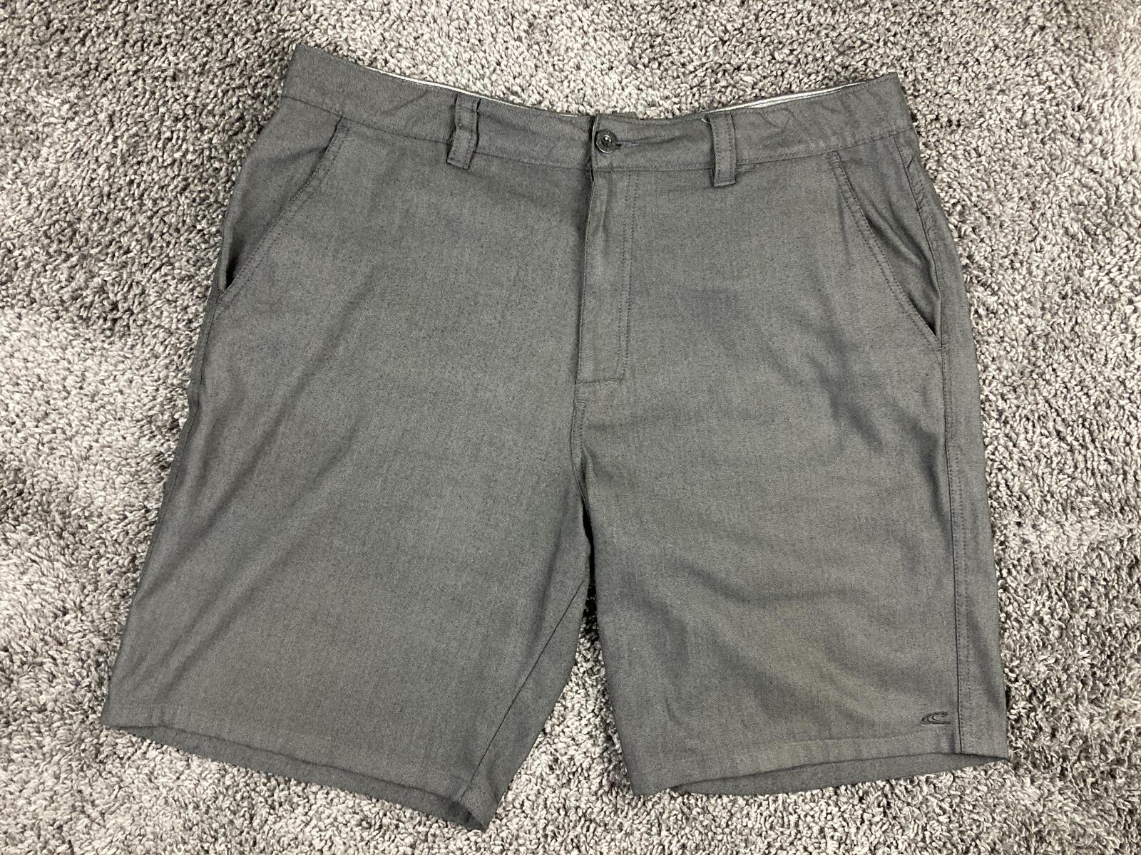 O'Neill Reserve Hybrid Heather Shorts Men Black Gray Chino Walkshorts 9" Sz 38