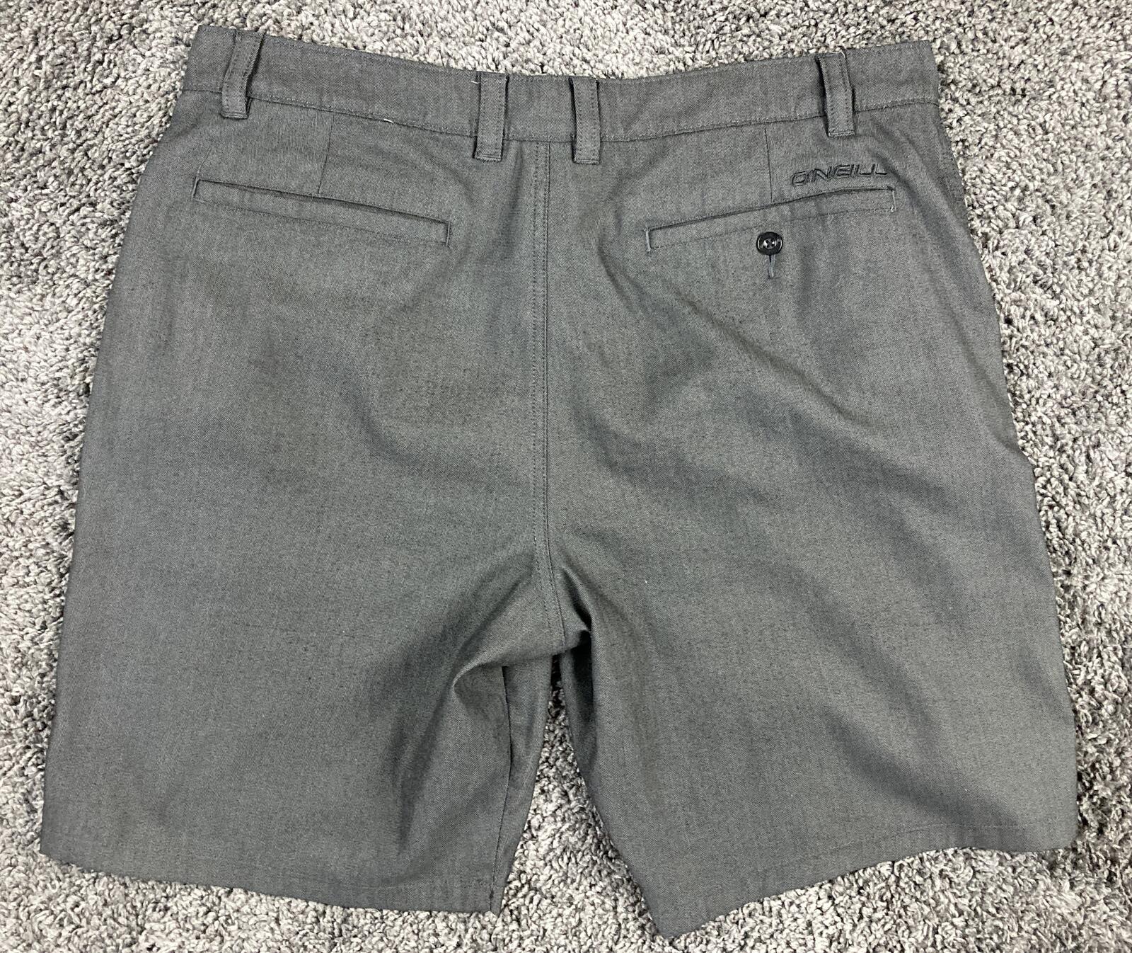 O'Neill Reserve Hybrid Heather Shorts Men Black Gray Chino Walkshorts 9" Sz 38
