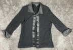 R&M Richards Women's Black Sparkle Evening Jacket Satin Trim Sz Size 16