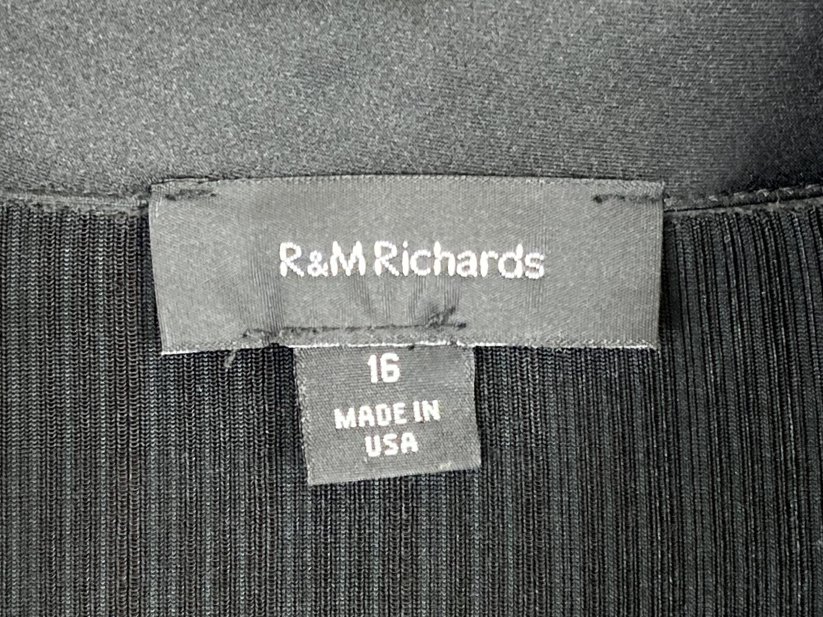 R&M Richards Women's Black Sparkle Evening Jacket Satin Trim Sz Size 16