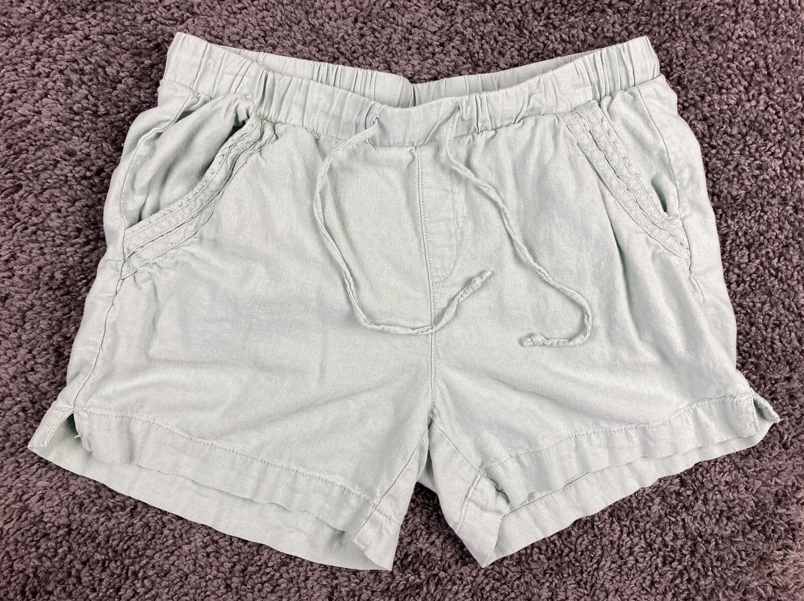 Briggs Linen Blend Drawstring Shorts Women's Mint Green Size M