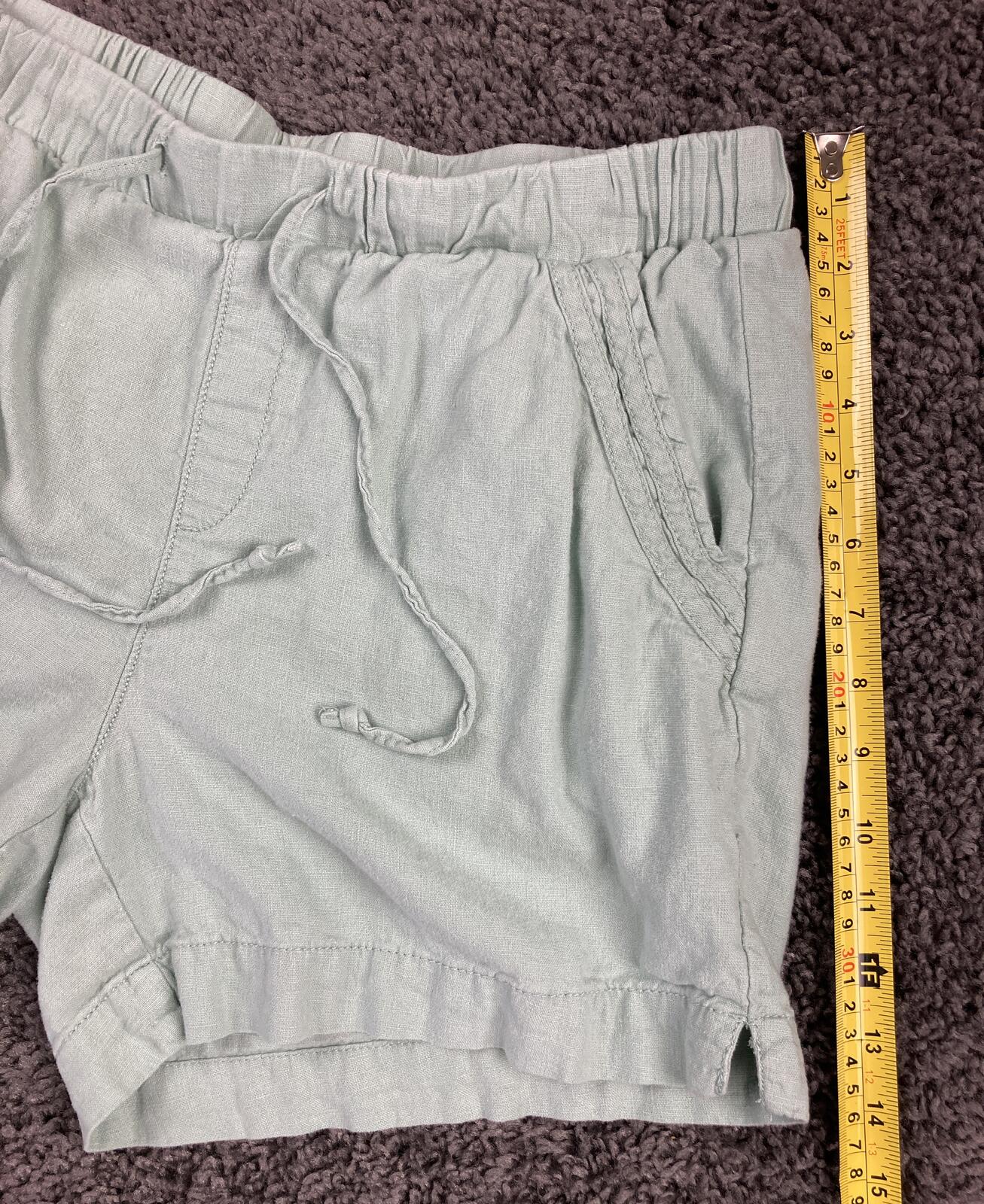 Briggs Linen Blend Drawstring Shorts Women's Mint Green Size M