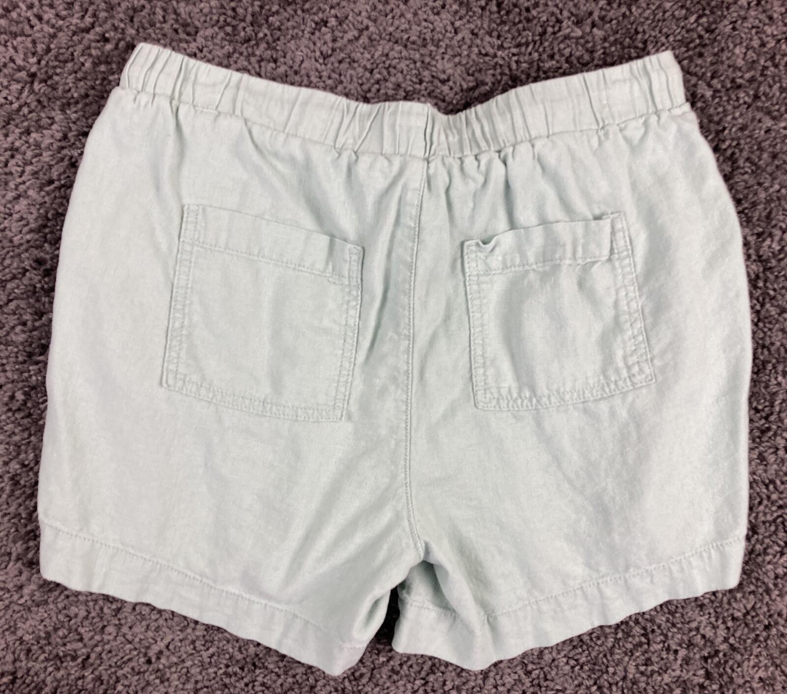 Briggs Linen Blend Drawstring Shorts Women's Mint Green Size M