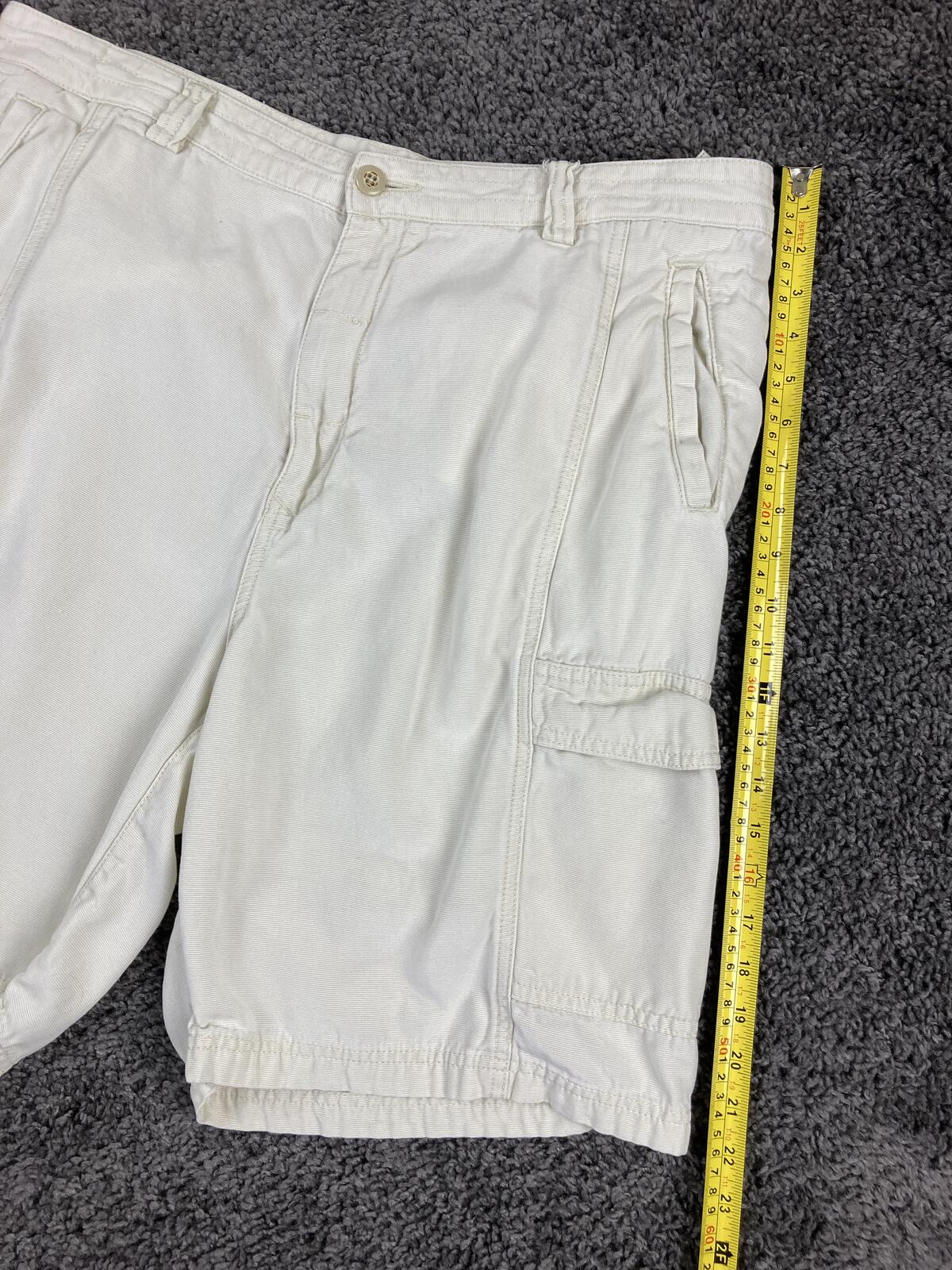 Tommy Bahama Relax Men’s Cargo Shorts White Ivory Cotton Utility Hiking 9" Sz 36