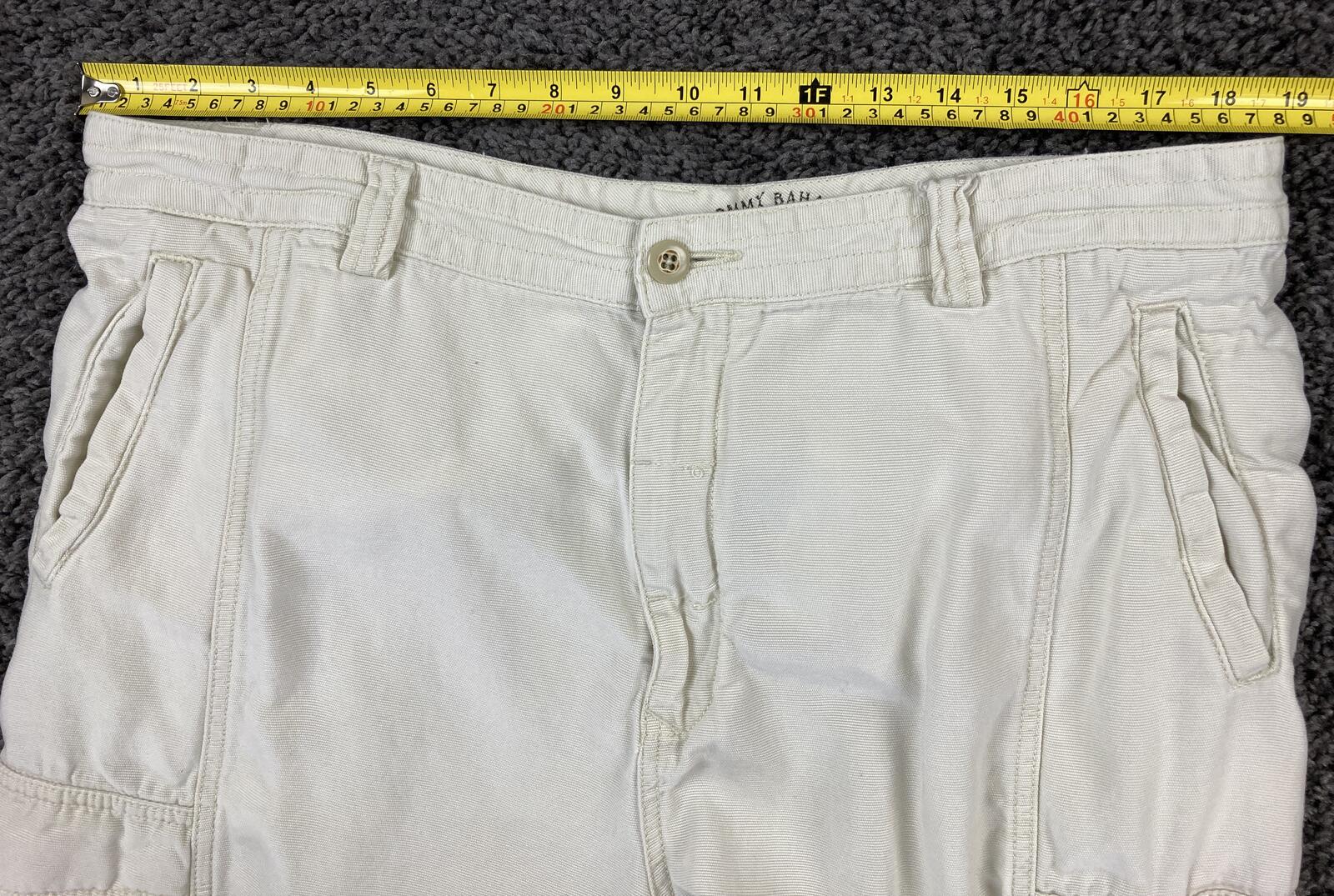Tommy Bahama Relax Men’s Cargo Shorts White Ivory Cotton Utility Hiking 9" Sz 36
