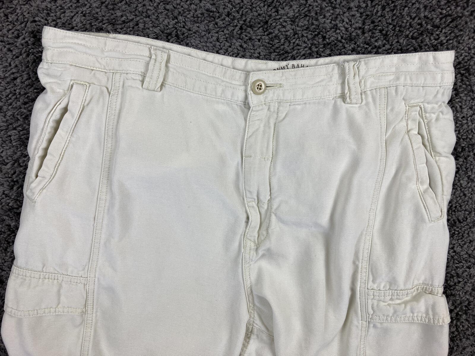 Tommy Bahama Relax Men’s Cargo Shorts White Ivory Cotton Utility Hiking 9" Sz 36