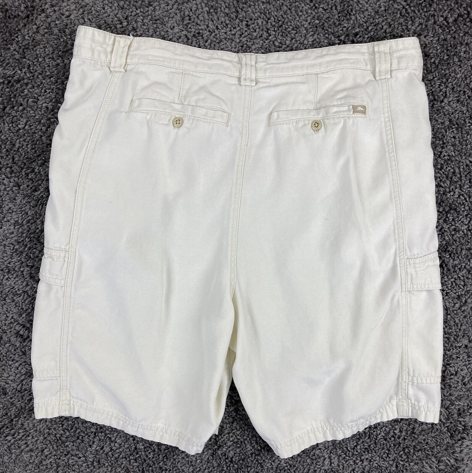 Tommy Bahama Relax Men’s Cargo Shorts White Ivory Cotton Utility Hiking 9" Sz 36