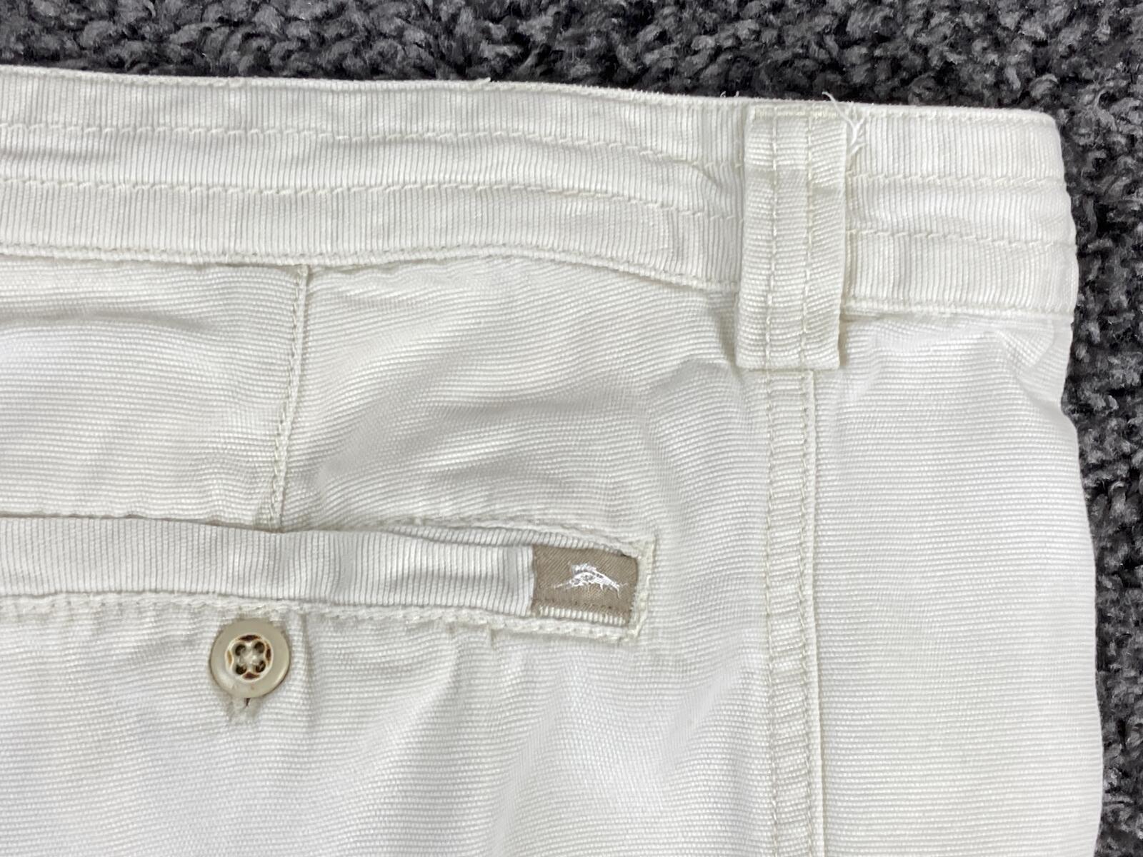 Tommy Bahama Relax Men’s Cargo Shorts White Ivory Cotton Utility Hiking 9" Sz 36