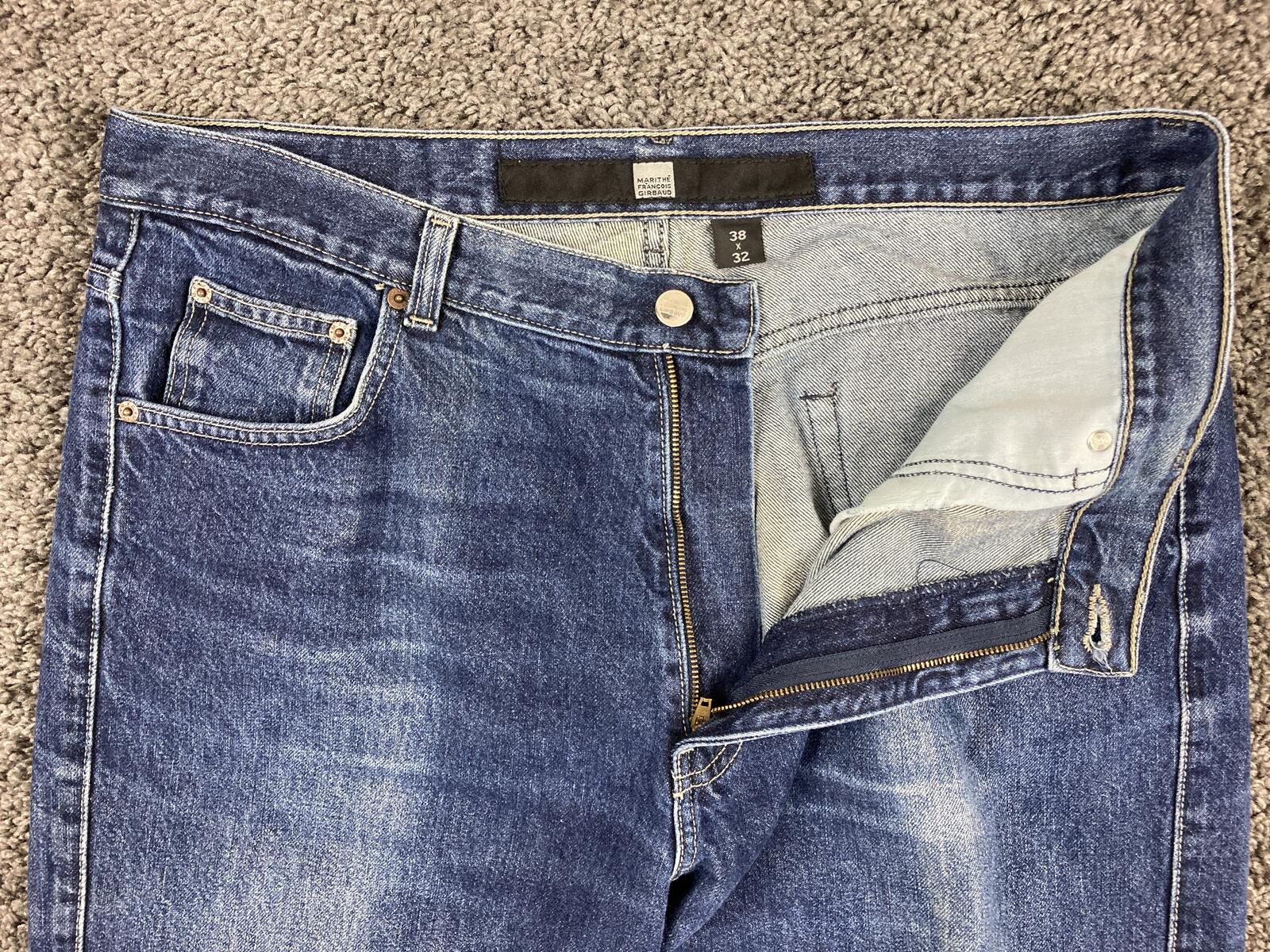Vtg Marithe Francois Girbaud Jeans Baggy Straight Leg Blue Y2K Denim Sz 38x28