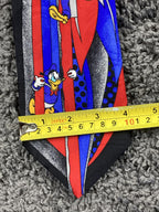 Vintage Mickey Inc Disney Mickey Donald Goofy Silk Tie Art Deco Blue Red 57x4