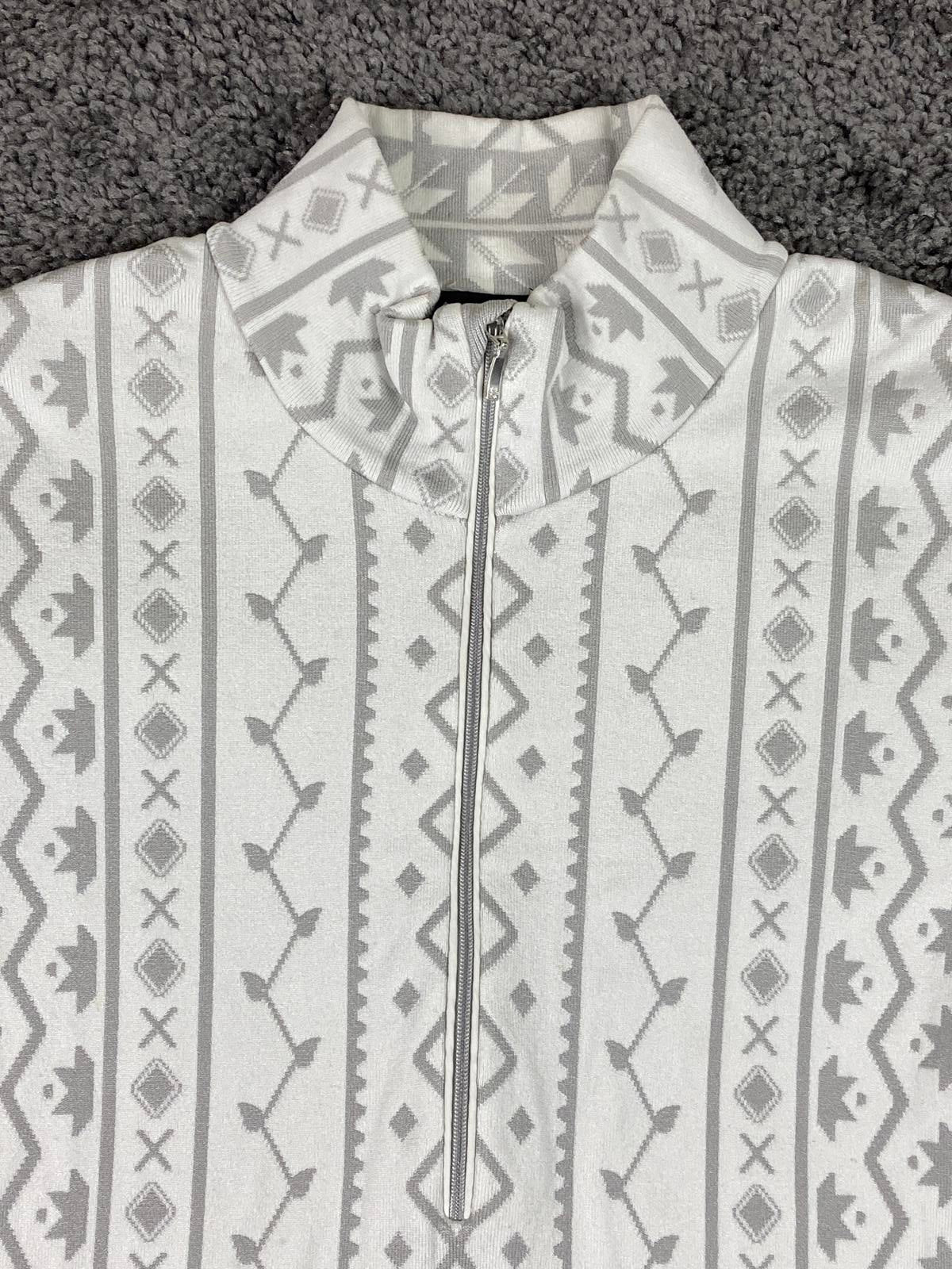 Women’s Newland Nordic Ski 1/2 Zip Sweater Gray White Pullover Medium