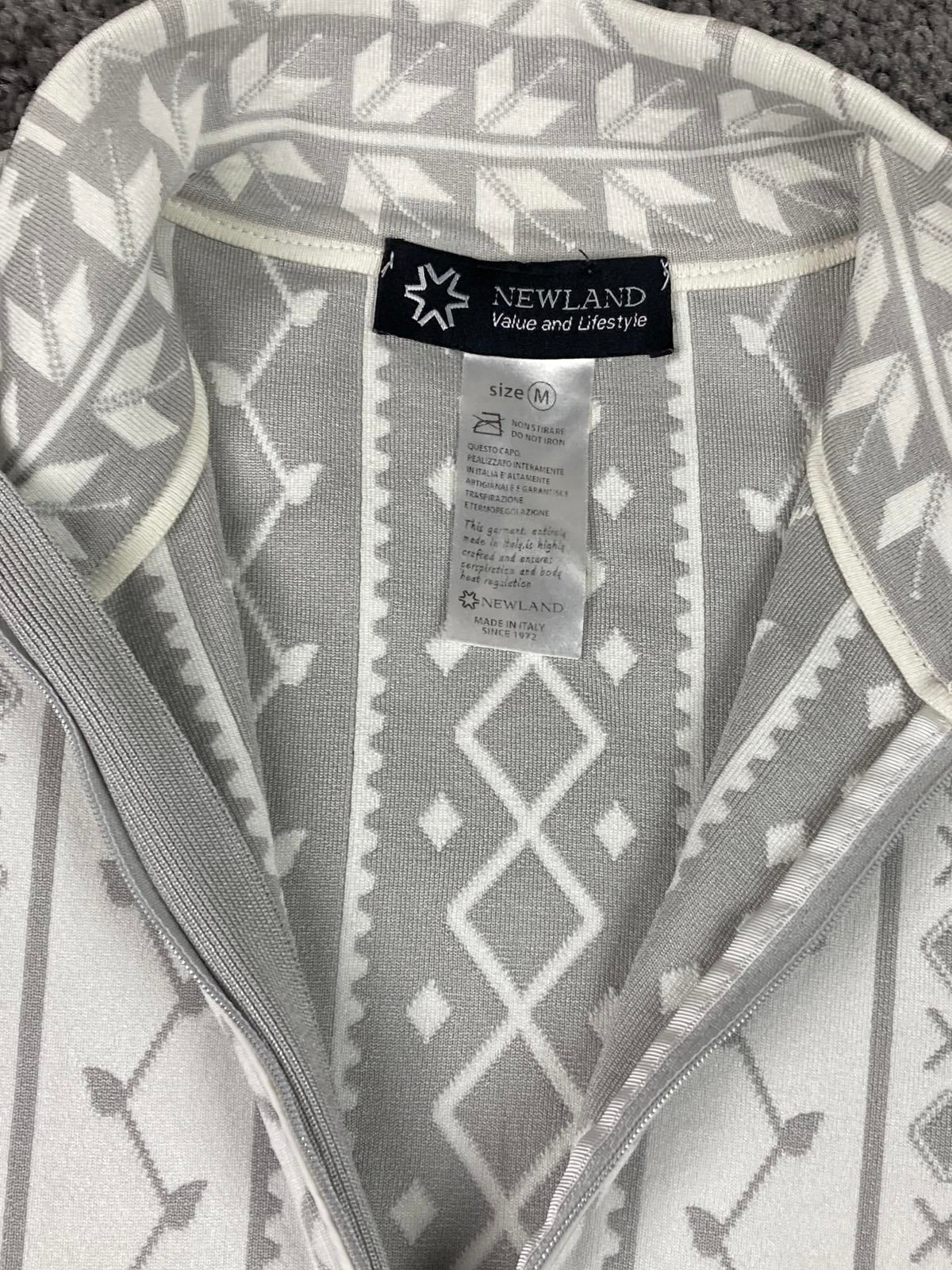 Women’s Newland Nordic Ski 1/2 Zip Sweater Gray White Pullover Medium