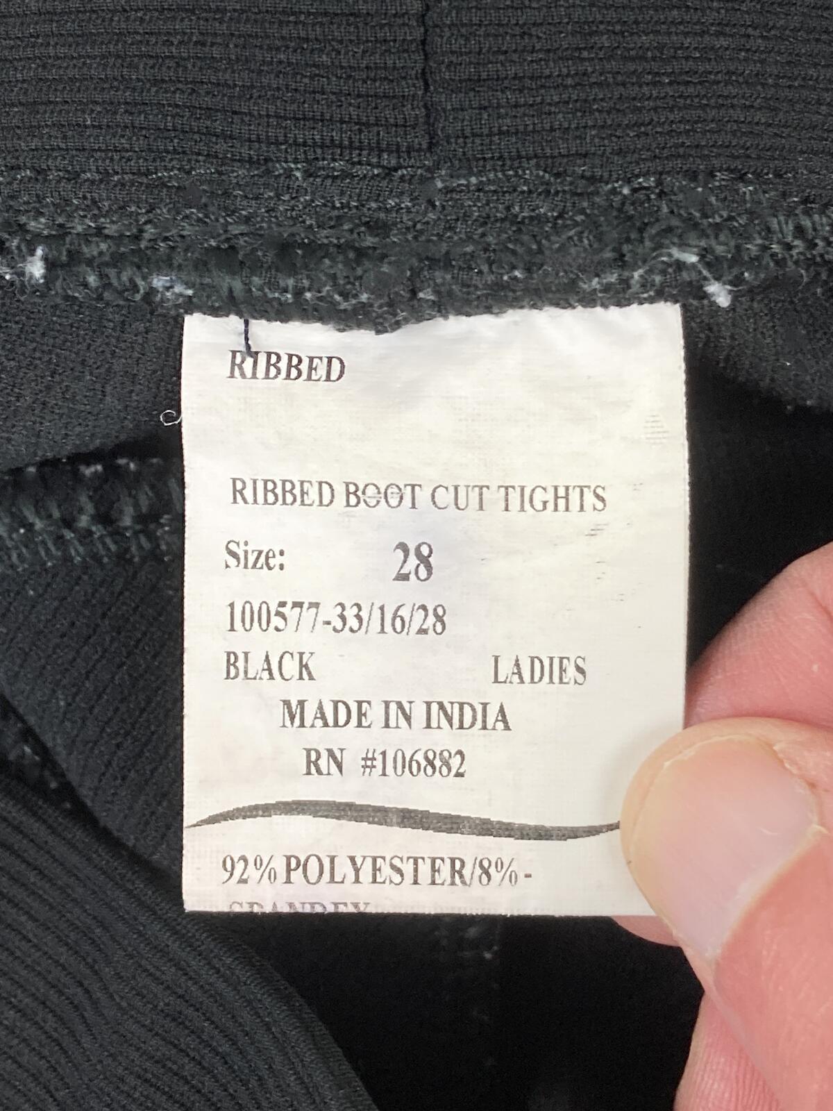 TuffRider Black Ribbed Bootcut Tights Equestrian Breeches Size 28