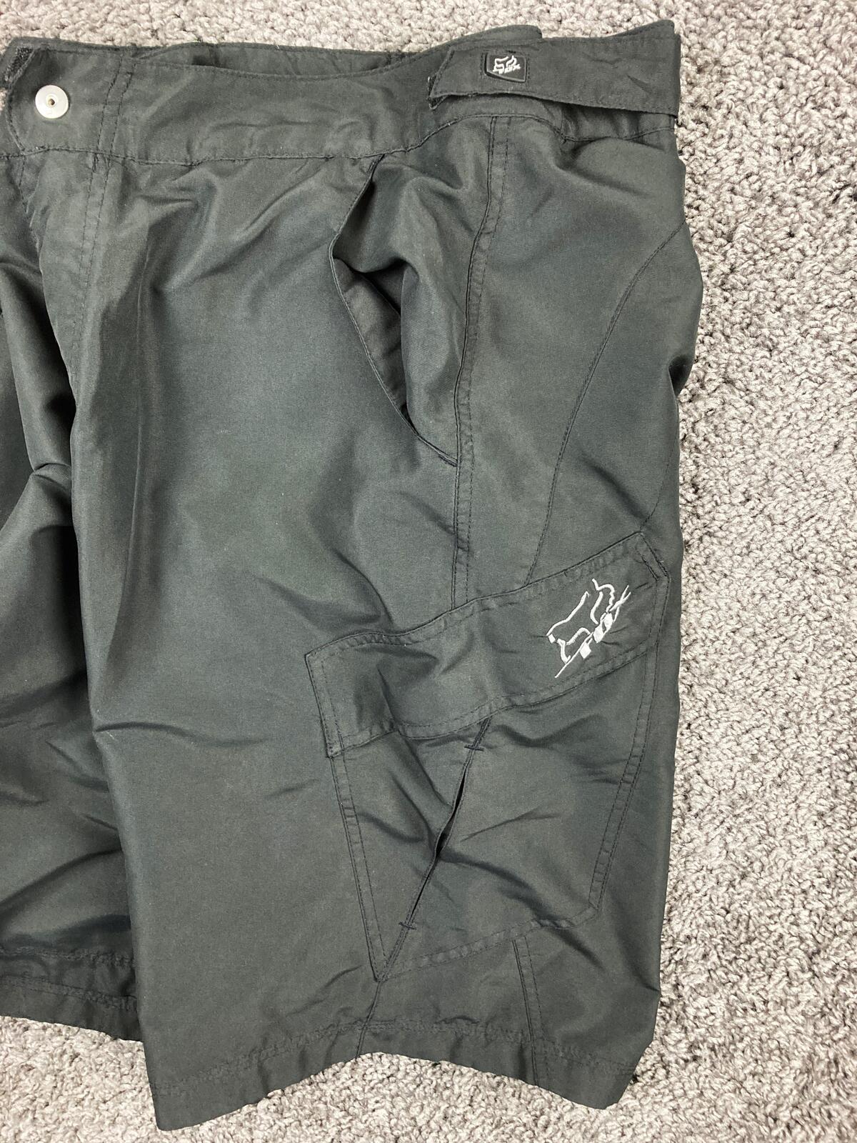 Fox Racing Ranger Cargo MTB Shorts Mens Black Mountain Bike Padded Liner Sz 34