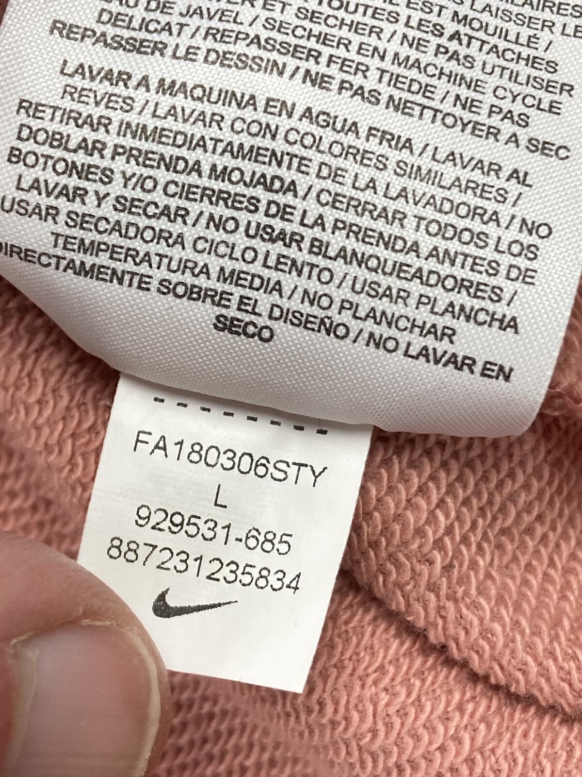 Nike Women's Club Lace Up Hoodie Rust Pink Sweatshirt Pullover Kangaroo Pocket L