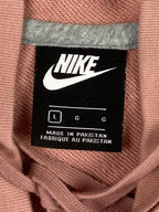 Nike Women's Club Lace Up Hoodie Rust Pink Sweatshirt Pullover Kangaroo Pocket L